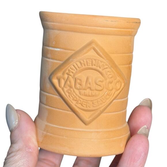 Tabasco Hot Sauce Bottle Holder Ceramic 3" Terracotta Mini Toothpick Jar Vintage - Picture 1 of 10